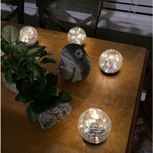 4 pack Solar Globe Lights Outdoor Waterproof-Solar Balls Cracked Glass Ball